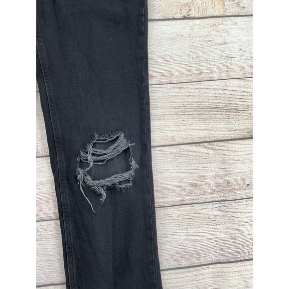 We the Free Distressed Button Fly Straight Leg Jeans‎ Women's Size 24 Black - Picture 6 of 16